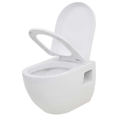 vidaXL Wall-Hung Toilet Ceramic White