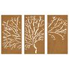 vidaXL Garden Wall Decorations 3 pcs 105x55 cm Corten Steel Tree Design