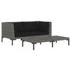 vidaXL 3 Piece Garden Lounge Set Dark Grey Half Round Poly Rattan