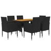 vidaXL 7 Piece Outdoor Dining Set Poly Rattan Black