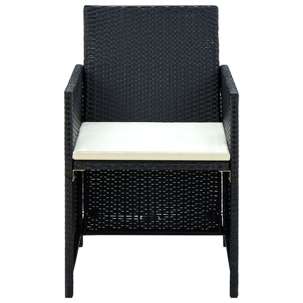 vidaXL 4 Piece Garden Lounge with Cushions Set Poly Rattan Black