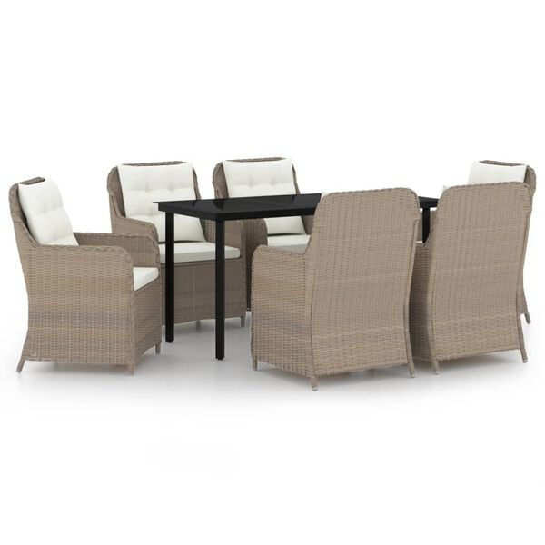 vidaXL 7 Piece Garden Dining Set Brown