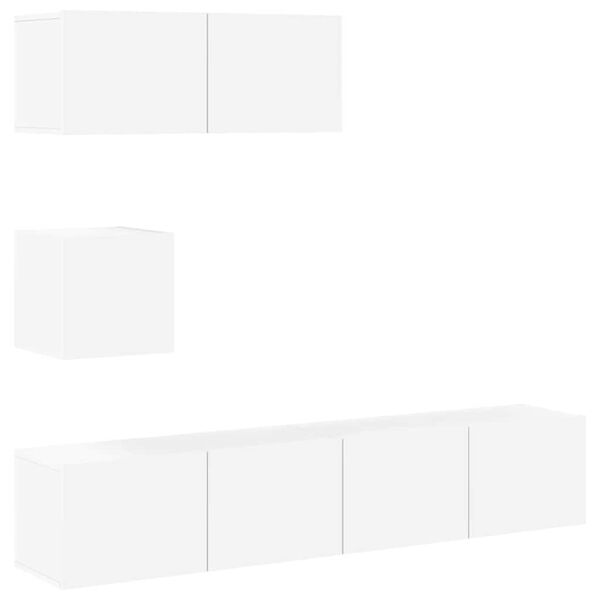 vidaXL 4 Piece TV Cabinet Set White Engineered Wood