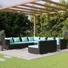 vidaXL 9 Piece Garden Lounge Set with Cushions Black Poly Rattan