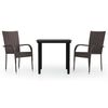 vidaXL 3 Piece Garden Dining Set Brown and Black