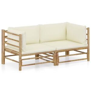 vidaXL Garden Lounge Set | Cream White | Bamboo, 100% polyester | Standard