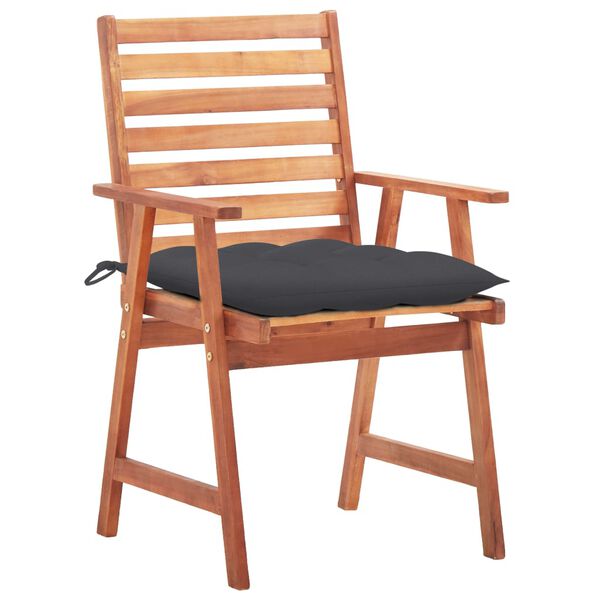 vidaXL Outdoor Dining Chairs 2 pcs with Cushions Solid Acacia Wood
