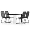 vidaXL 5 Piece Garden Dining Set Black