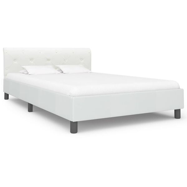 vidaXL Bed Frame without Mattress White Faux Leather 140x200 cm