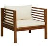 vidaXL 7 Piece Garden Lounge Set with Cream Cushion Solid Acacia Wood