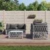 vidaXL 5 Piece Garden Lounge Set with Cushions White Steel