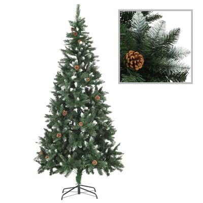 vidaXL Artificial Pre-lit Christmas Tree with Pine Cones 210 cm