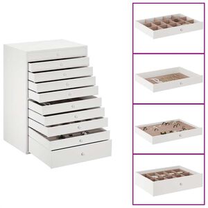 vidaXL Jewellery Box 10-Layer with Watch Holders White 29x20,5x40,5 cm