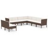 vidaXL 9 Piece Garden Lounge Set with Cushions Poly Rattan Brown