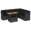 vidaXL 7 Piece Garden Sofa Set with Cushions Black Poly Rattan