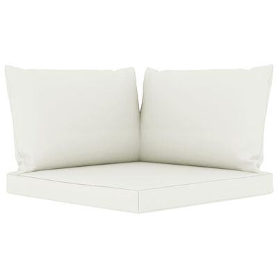 vidaXL Garden 3-Seater Pallet Sofa with Cream White Cushions Pinewood