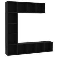 vidaXL 3 Piece Book/TV Cabinet Set Black 180x30x180 cm
