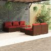 vidaXL 6 Piece Garden Lounge Set with Cushions Poly Rattan Brown