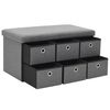 vidaXL Folding Storage Bench Faux Linen 76x38x38 cm Dark Grey