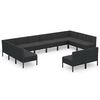 vidaXL 12 Piece Garden Lounge Set with Cushions Poly Rattan Black