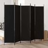 vidaXL 5-Panel Room Divider Black 250x200 cm Fabric