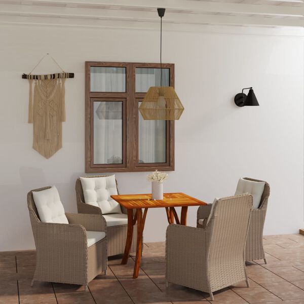 vidaXL 5 Piece Garden Dining Set Brown