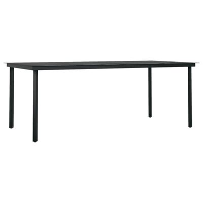 vidaXL Garden Dining Table Black 200x100x74 cm Steel and Glass