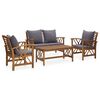 vidaXL 4 Piece Garden Lounge Set with Cushions Solid Acacia Wood