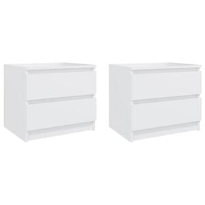vidaXL Bed Cabinets 2 pcs White 50x39x43.5 cm Engineered Wood