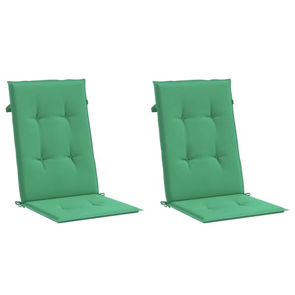 vidaXL Garden Highback Chair Cushions 2 pcs Green 120x50x3 cm Fabric