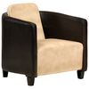 vidaXL Armchair Tan and Black Real Leather