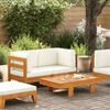 vidaXL 2 Piece Garden Lounge Set with Cream White Cushions Acacia Wood
