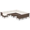 vidaXL 13 Piece Garden Lounge Set with Cushions Poly Rattan Brown