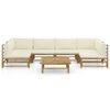 vidaXL 7 Piece Garden Lounge Set with Cream White Cushions Bamboo