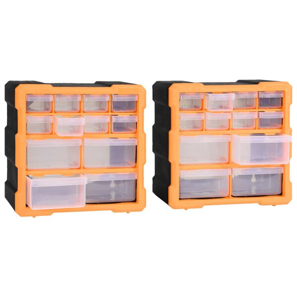 vidaXL Multi-drawer Organisers with 12 Drawers 2 pcs 26.5x16x26 cm