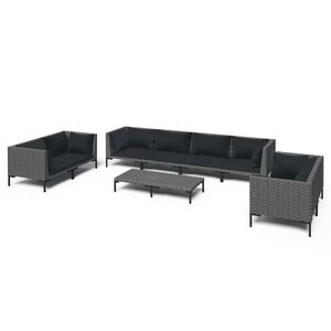 vidaXL 9 Piece Garden Lounge Set with Cushions Poly Rattan Dark Grey