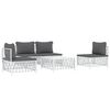 vidaXL 5 Piece Garden Lounge Set with Cushions White Steel