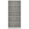 vidaXL 5-Tier Book Cabinet Concrete Grey 80x24x175 cm Engineered Wood