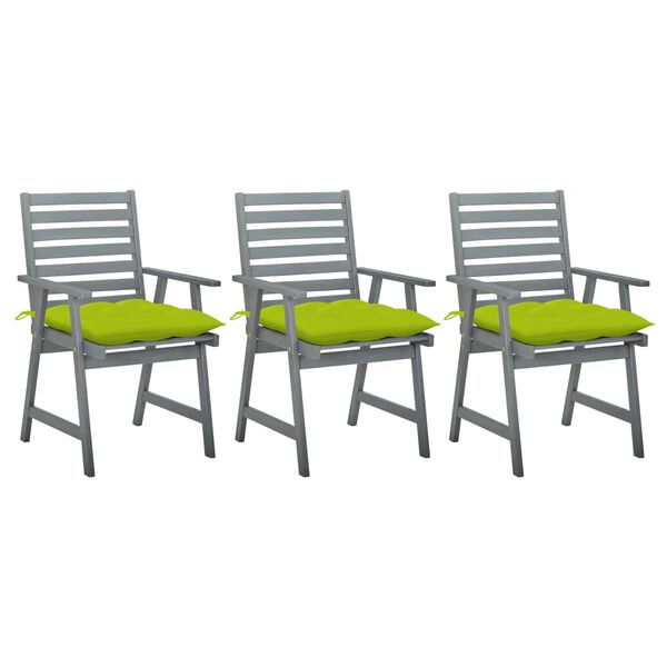 vidaXL Outdoor Dining Chairs with Cushions 3 pcs Solid Acacia Wood