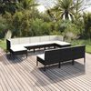 vidaXL 10 Piece Garden Lounge Set with Cushions Poly Rattan Black