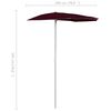 vidaXL Garden Half Parasol with Pole 180x90 cm Bordeaux Red