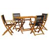 vidaXL 5 Piece Garden Dining Set Black Polypropylene and Solid Wood