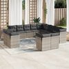 vidaXL 13 Piece Garden Sofa Set with Cushions Grey Poly Rattan