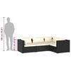 vidaXL 4 Piece Garden Lounge Set with Cushions Poly Rattan Black