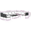 vidaXL 11 Piece Garden Lounge Set with Cushions Poly Rattan Dark Grey