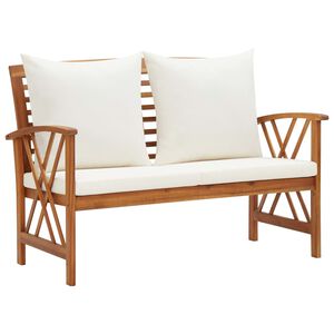 vidaXL Garden Bench | Cream white and natural wood