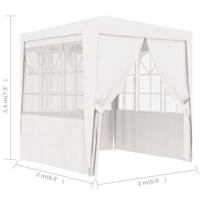 vidaXL Professional Party Tent with Side Walls 2x2 m White 90 g/m²