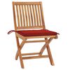 vidaXL Garden Chairs 2 pcs with Red Cushions Solid Teak Wood