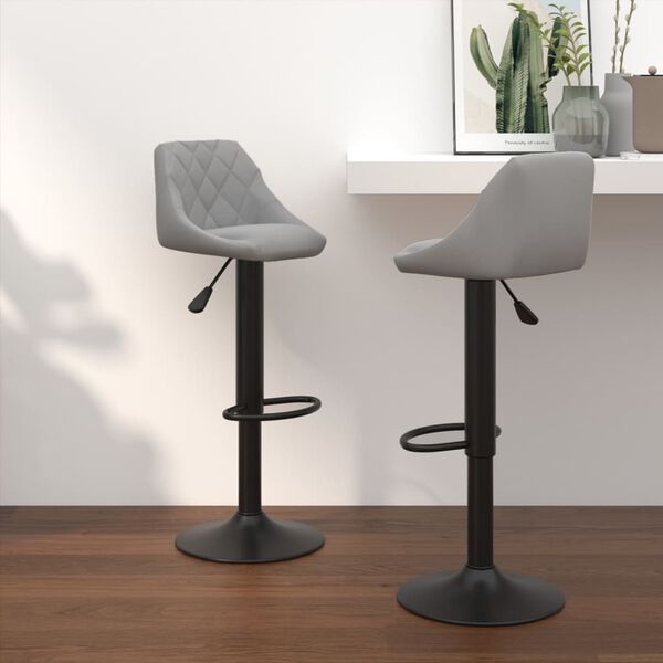 vidaXL Bar Stools 2 pcs Light Grey Velvet
