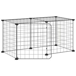 vidaXL 8-Panel Pet Cage with Door Black 70x35x35 cm Steel